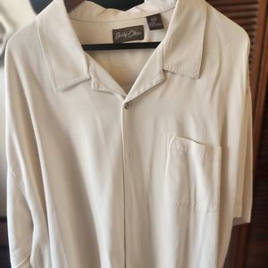 Bobby Chan Silk Camp Shirt-Royal Flush Full Back Embroidery . XXL Ivory